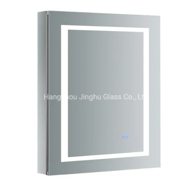 Hotel Wall Mounted Recessed One Two Three Door Medicine Bathroom Lighted Aluminum MDF PVC LED Mirrored Cabinet