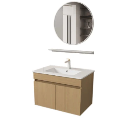 23.6 Inch Wall Mounted Two Cabinet Doors Bathroom Vanity with Ceramic Basin